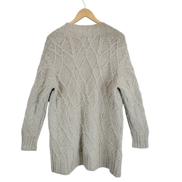 Rachel Zoe Women's Chunky Cable Knit Open Front Gray Cardigan Sweater Large - Picture 2 of 6